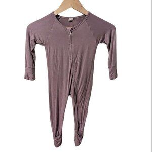 Larkspur Bamboo One Piece Footie 3T Purple Front Zipper Mitten